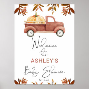Poster Baby shower de camion Citrouille Brown Foliing Acc