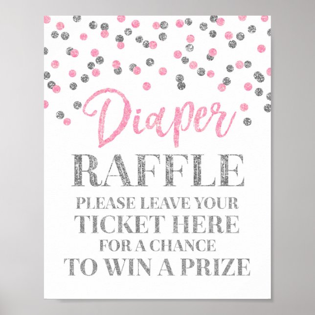 Poster Baby shower de carafe à couches en argent rose (Devant)