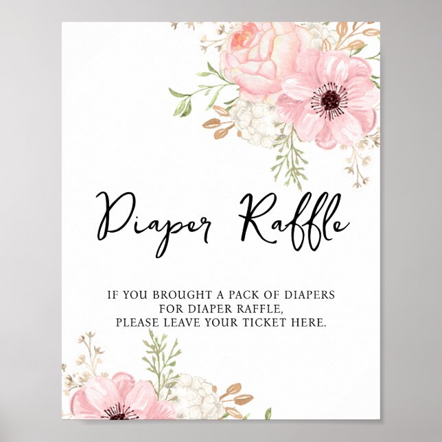 Poster Baby shower de carafe rose floral (Devant)