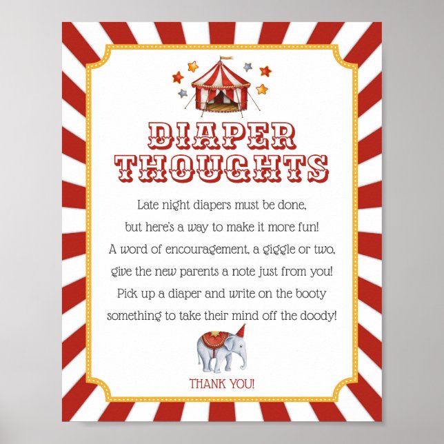 Poster baby shower de carnaval de cirque papier fléchette (Devant)