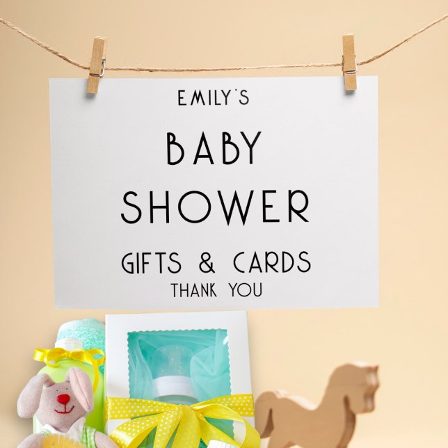 Poster Baby shower de cartes cadeau Noir Blanc (Available digitally and printed)
