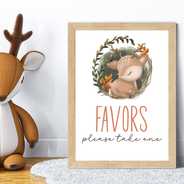 Poster Baby shower de cerfs en traîneau à bois : faveurs (Créateur téléchargé)
