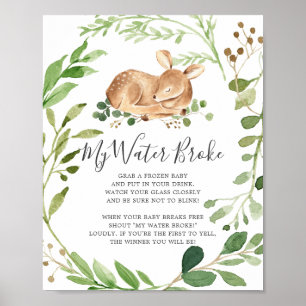 Poster Baby shower de cerfs Mon panneau de rupture d'eau