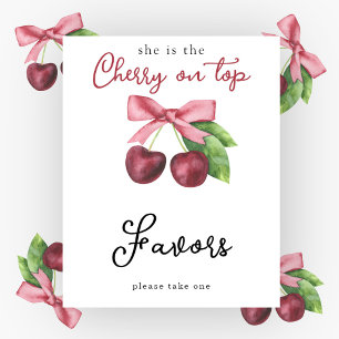Poster Baby shower de cerises d'aquarelle - Faveurs