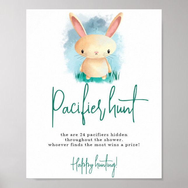 Poster Baby shower de chasse à la Loupe de lapin (Devant)