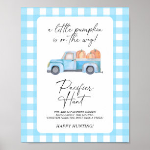 Poster baby shower de chasse à la suce de camion citrouil