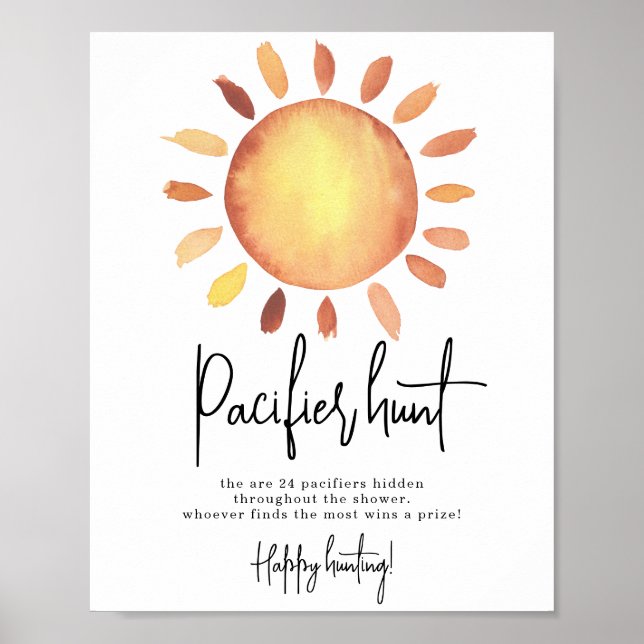 Poster Baby shower de chasse au Pacifique de Sunshine (Devant)