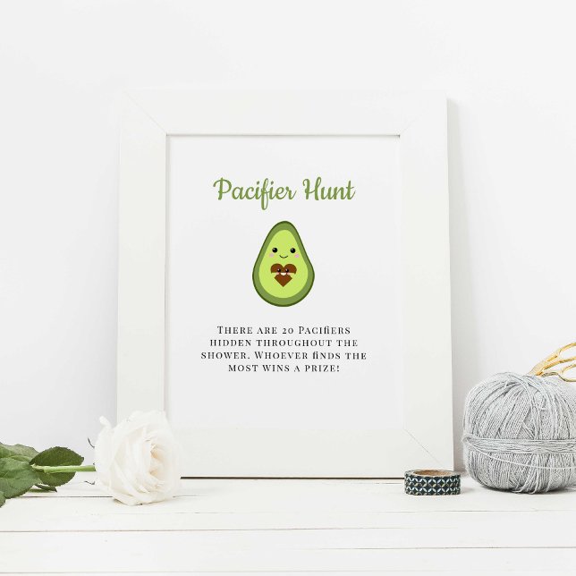 Poster Baby shower de chasse au Pacifique Kawaii Avocado (Créateur téléchargé)