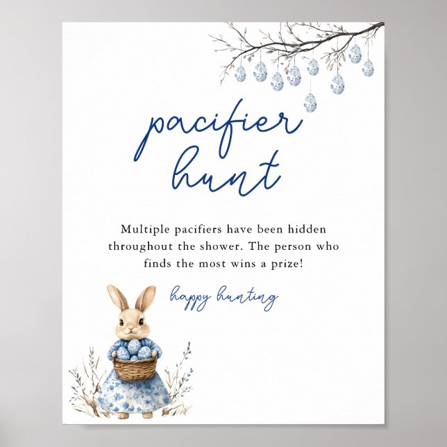 Poster Baby shower de chasse de la Chinoiserie de Pâques (Devant)