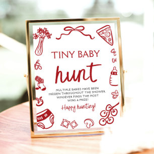 Poster Baby shower de chasse pour bébé italien minuscule 