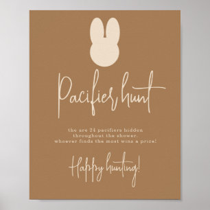 Poster Baby shower de chasse simple Bunny Pacifier