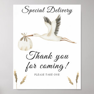 Poster baby shower de cigogne - merci d'être venu