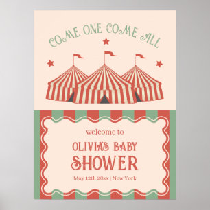 Poster Baby shower de cirque Vintage rétro Bienvenue