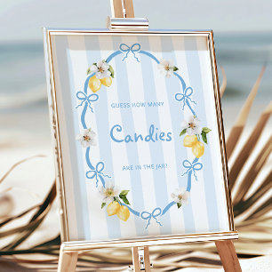Poster Baby shower de citron bleu Candy Jar