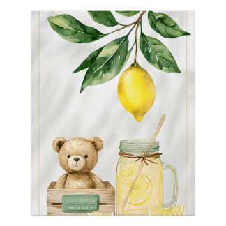 Poster Baby shower de citron frais de ferme