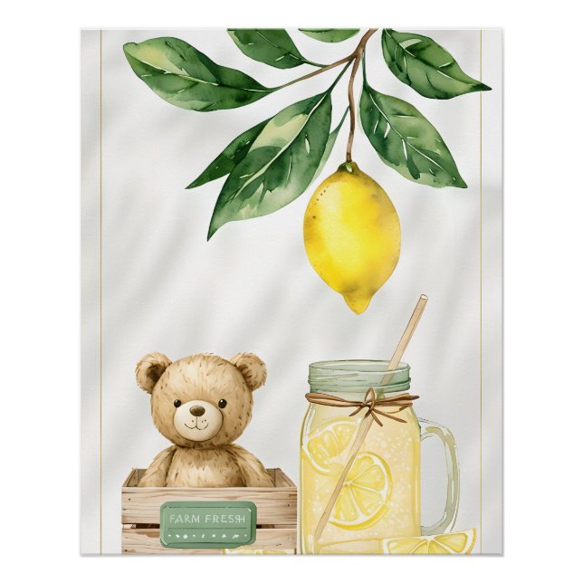 Poster Baby shower de citron frais de ferme (Devant)