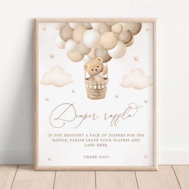 Poster Baby shower de couches Neutral Teddy (Créateur téléchargé)