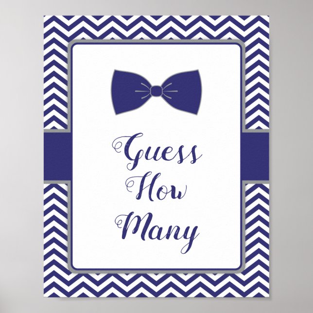 Poster Baby shower de Cravate Little Man Bow Devinez comb (Devant)