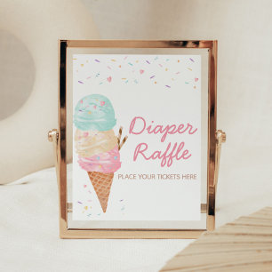 Poster Baby shower de crème glacée Déchets Raffle