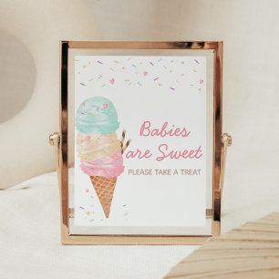 Poster Baby shower de crème glacée Les bébés sont doux