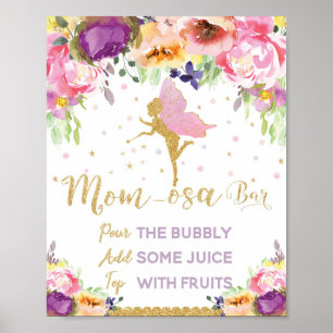 Poster Baby shower de fée Mimosa Bar Sign Baby Girl Flora