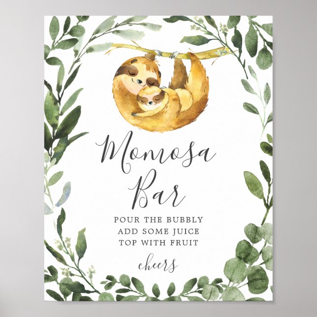 Poster Baby shower de fentes pour bébé maman Mimosa Panne (Devant)