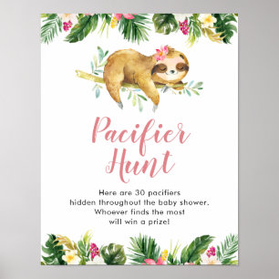 Poster Baby shower de fentes tropicales chasse pacifique