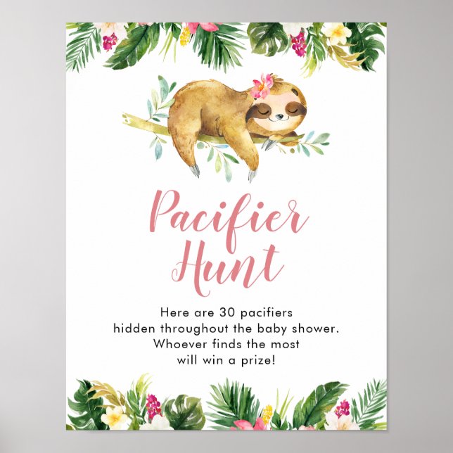 Poster Baby shower de fentes tropicales chasse pacifique (Devant)