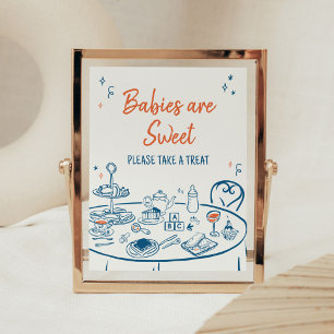 Poster Baby shower de fête à la main Les bébés sont doux