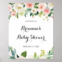 Baby shower de feuillage vert floral simple Accuei