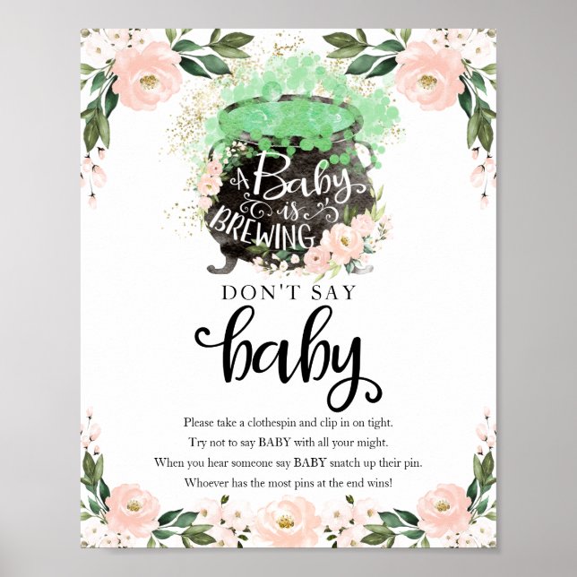 Poster Baby shower de fille d'Halloween ne pas dire bébé  (Devant)
