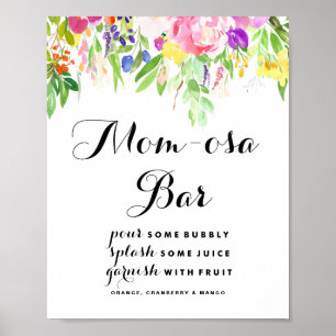 Poster Baby shower de fleurs de printemps d'aquarelle Mam