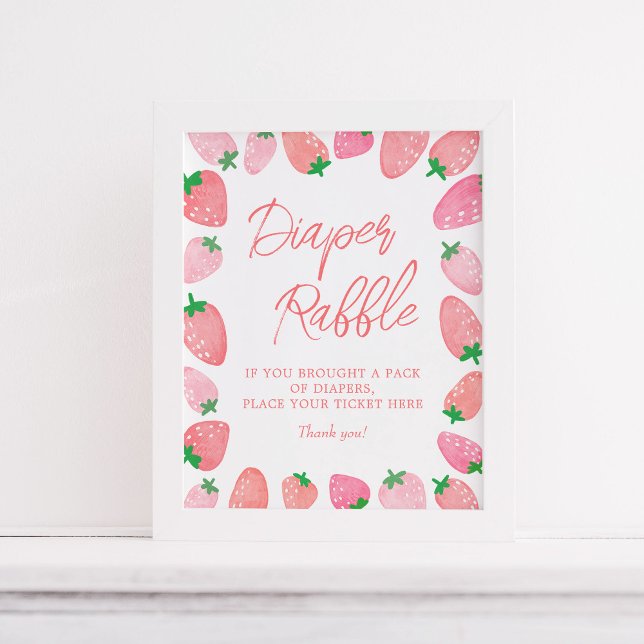 Poster Baby shower de fraise de fraise de papier (Créateur téléchargé)
