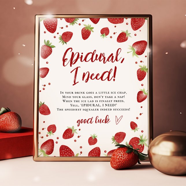 Poster Baby shower de fraises à l'eau humoristique (Créateur téléchargé)