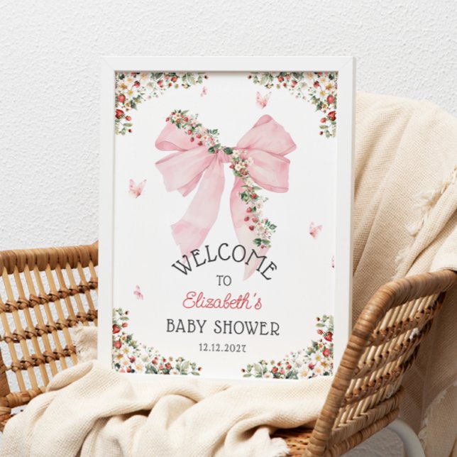 Poster Baby shower de la boue rose fraise (Créateur téléchargé)