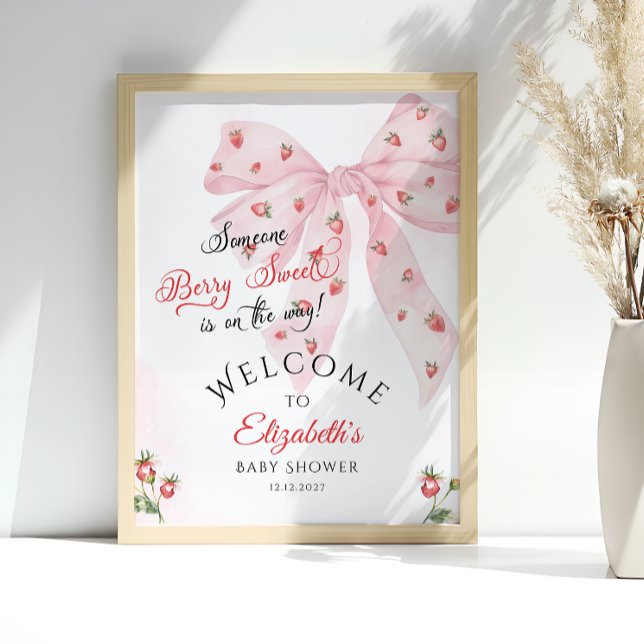 Poster Baby shower de la boue rose fraise (Créateur téléchargé)
