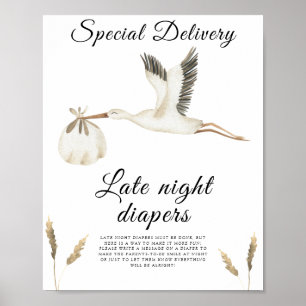 Poster Baby shower de la cigogne - Late night couches jeu