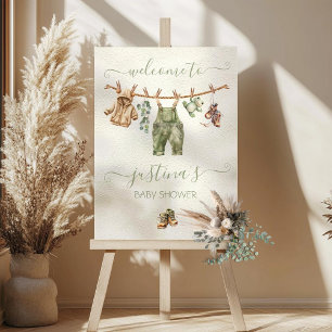 Poster Baby shower de la nature de Boho Clothesline Affic