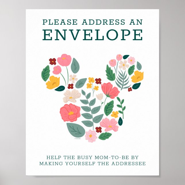 Poster Baby shower de la souris Floral Minnie (Devant)