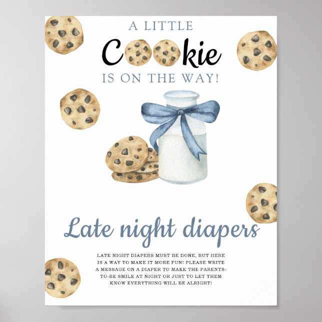 Poster baby shower de lait et biscuits Lits de nuit (Devant)