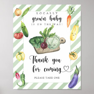 Poster baby shower de légumes - Merci pour venir