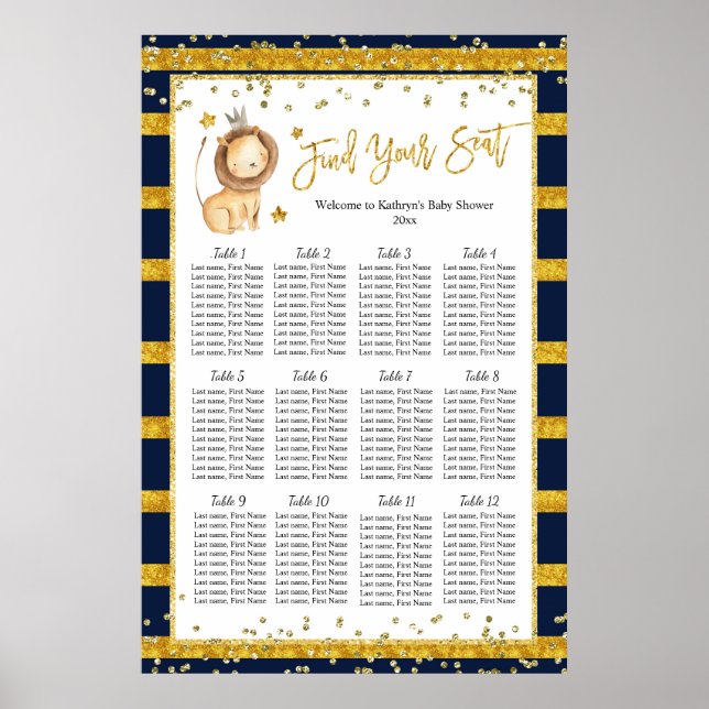 Poster Baby shower de Lion d'or de la Marine (Devant)