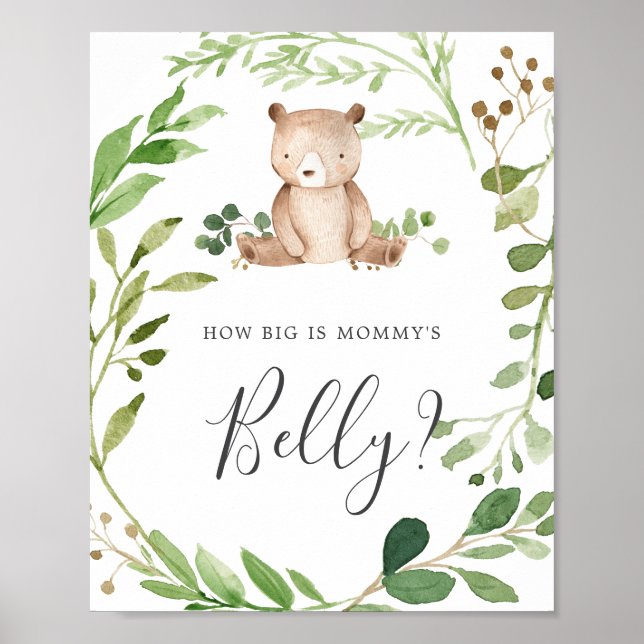 Poster Baby shower de l'ours Devine quelle est la taille  (Devant)