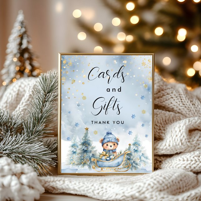Poster Baby shower de l'ours d'hiver Cartes et cadeaux (Créateur téléchargé)