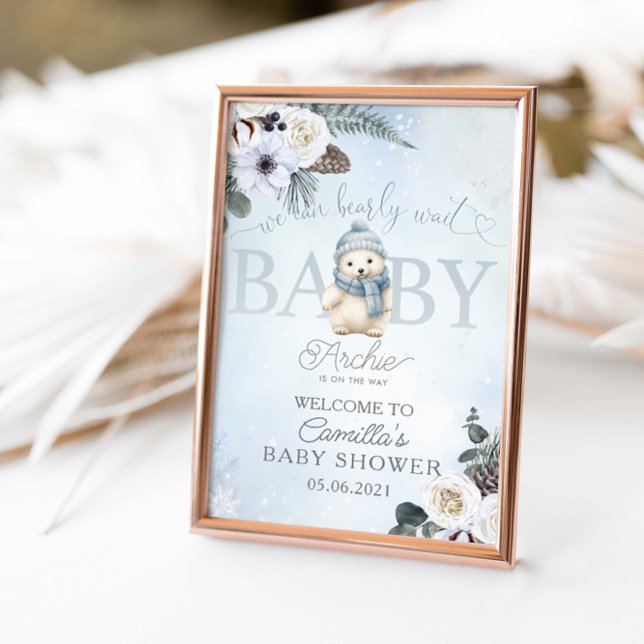 Poster Baby shower de l'ours polaire d'hiver (Créateur téléchargé)