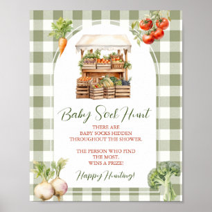 Poster Baby shower de marché cultivé localement Chasse de