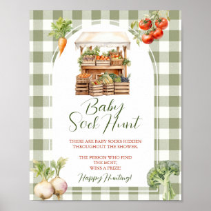 Poster Baby shower de marché cultivé localement Chasse de