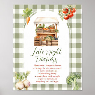 Poster Baby shower De Marché Cultivé Localement Late Nigh