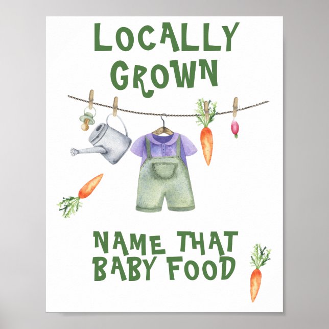 Poster baby shower de marché des agriculteurs - nom que b (Devant)