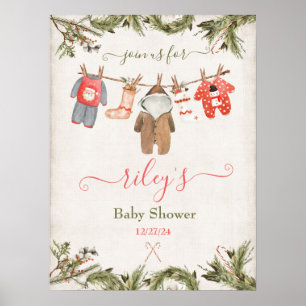 Poster Baby shower de Noël
